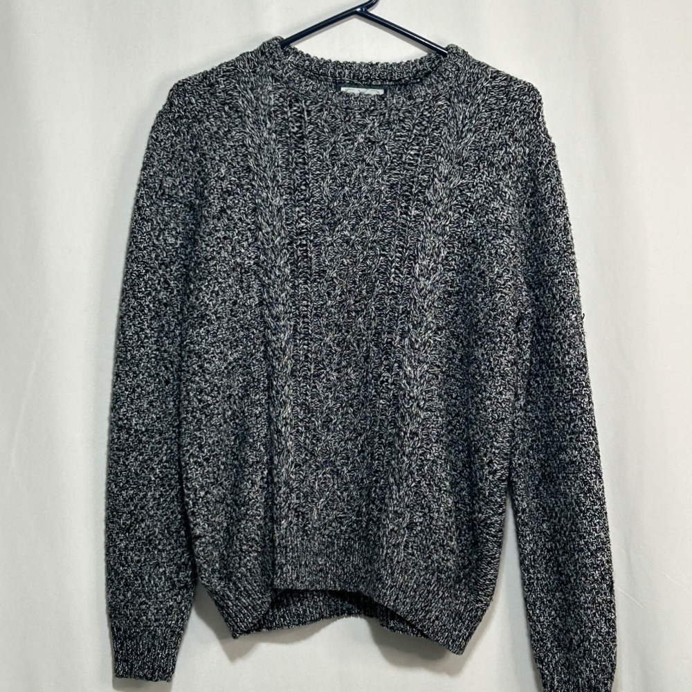 Cedarwood State‎ Women's Black Gray Marled Knit Sweater Crewneck Medium Vintage